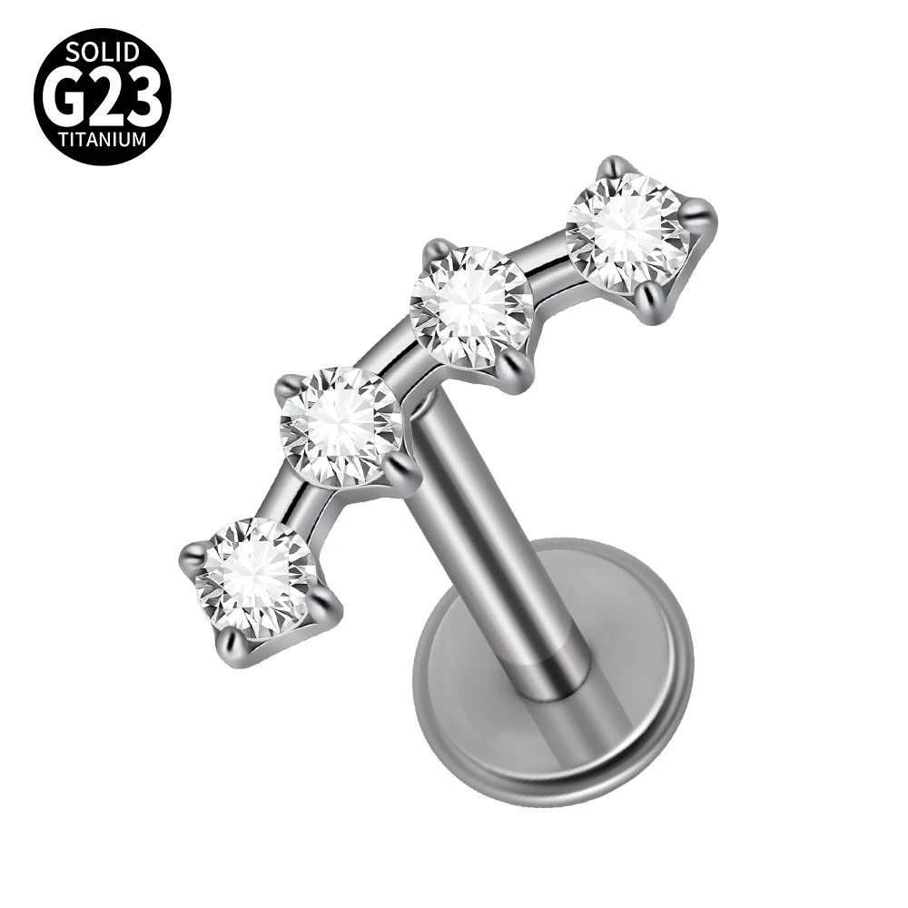 G23 Titanium Clear CZ Gem Labret & Lip Stud