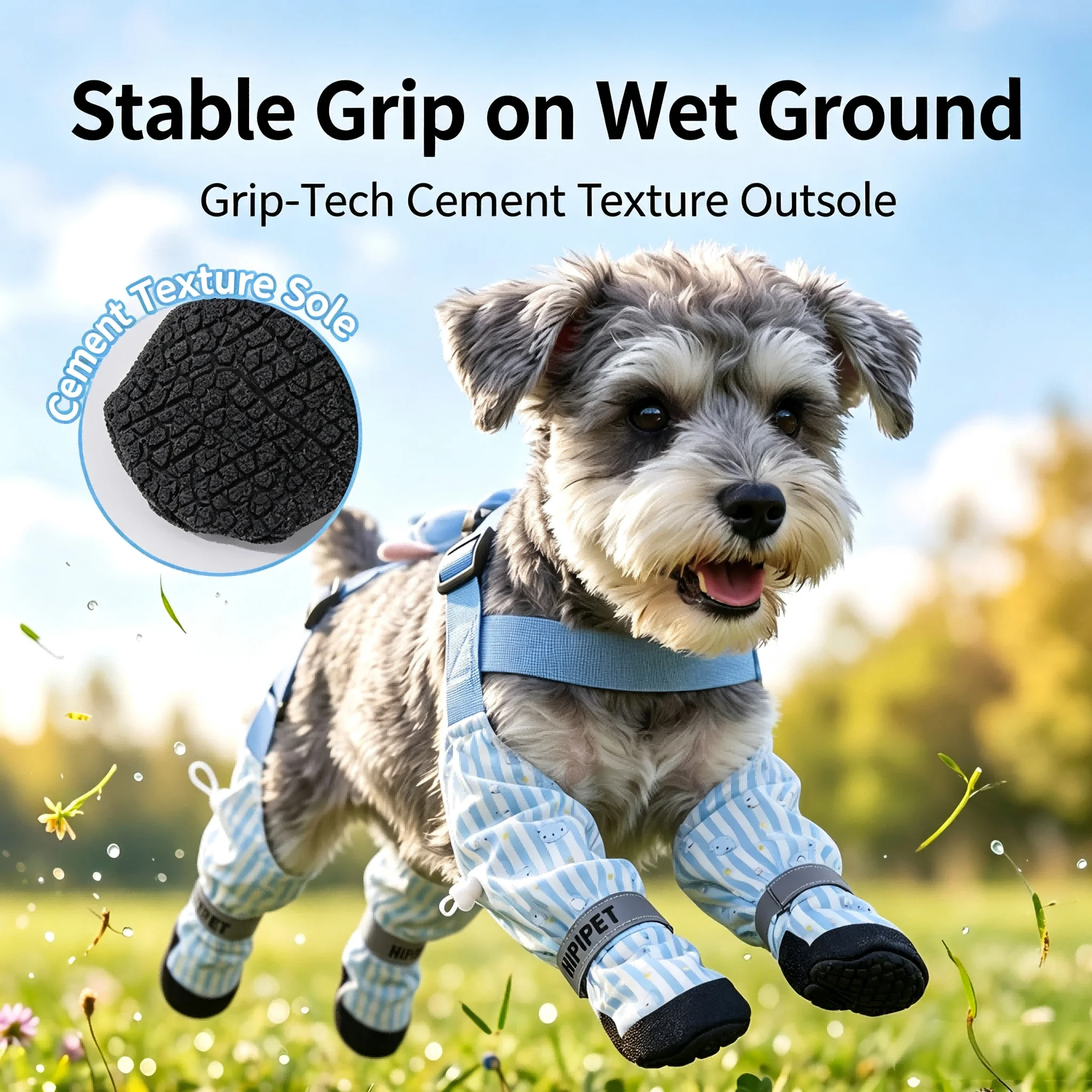 Outdoor Tractable Integrated Harness Dog Boots Anti Fall Waterproof Wear Resistant All Season Pet Paw Shoes Small Dogs