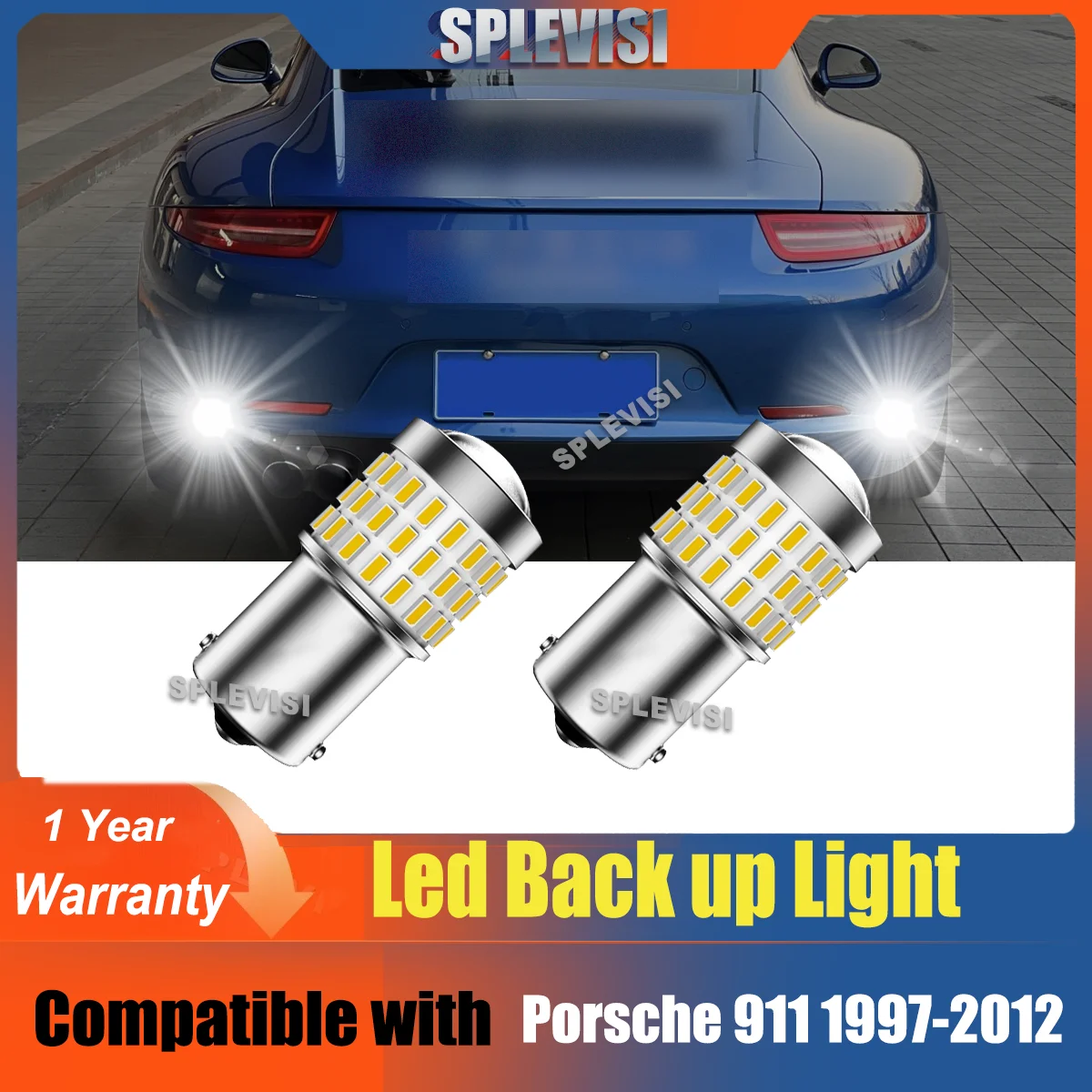 

2x 1156 BA15S 6000K White LED Back Up Reverse Light IP68 DC 12V Aluminum Upgrade Set Fit For Porsche 911 Boxster Cayenne Cayman