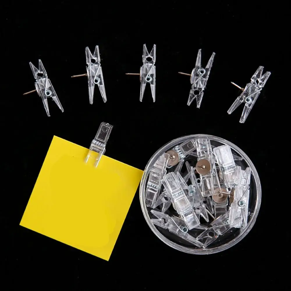 20Pcs/Box Mini Transparent Clip Thumbnails Portable Durable Button Nails Multifunctional Wear Resistant Transparent Pushpins