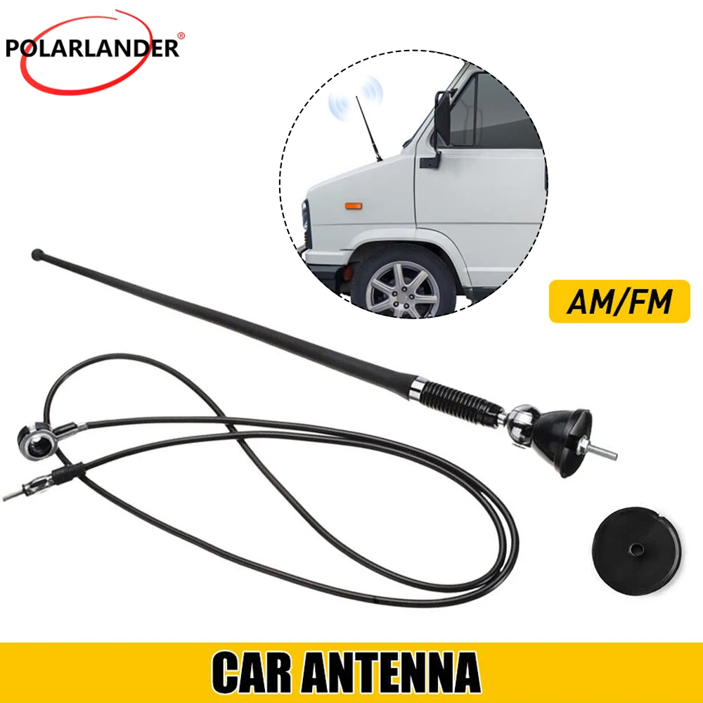 Universal Auto Roof Mount AM FM VICS Flexible Antenna 44cm 1.3m Detachable Cable Salt Water Resistant