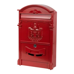 Wall Mount Locking Mailbox Vintage Lockable Metal Mailboxe Large Capacity Postbox Security Mail Letter Post Box Outdoor Mail Box