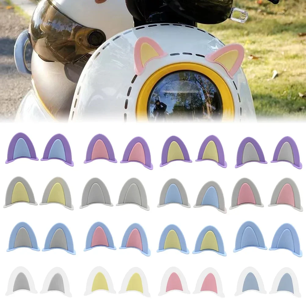 

2Pcs Cute Cat Ears Helmet Decoration Motorcycle Electric Stickers Decor Multicolor Motorcycle Helmets Accessories Universal