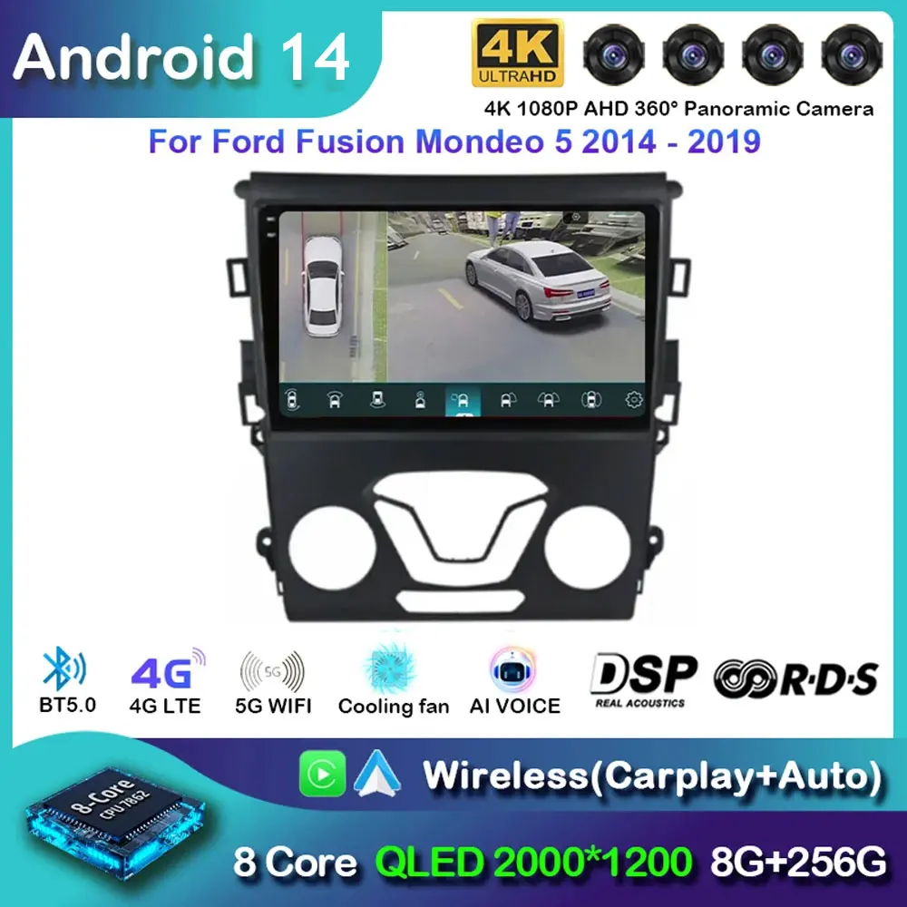 Android 14 Radio Player For Ford Mondeo 5 Fusion 2014 - 2019 GPS Screen WIFI Touch Head Unit Car TV Car Multimedia Serero Auto