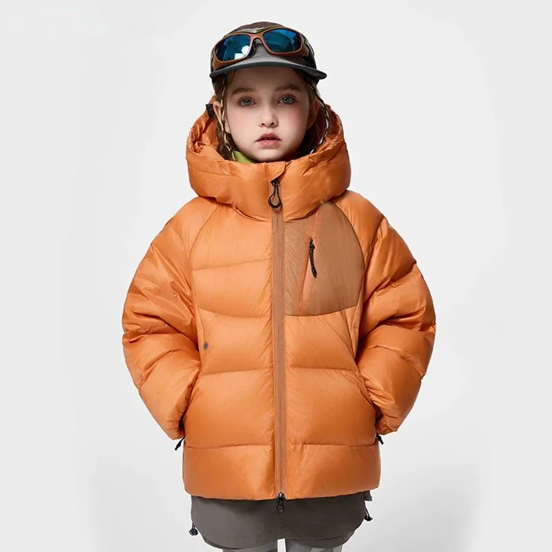Kids Hooded Puffer Jacket Outdoor Winter Coat Windproof Thick Warm Snow Parka For Boys Girls Children Casual Outerwear A4817