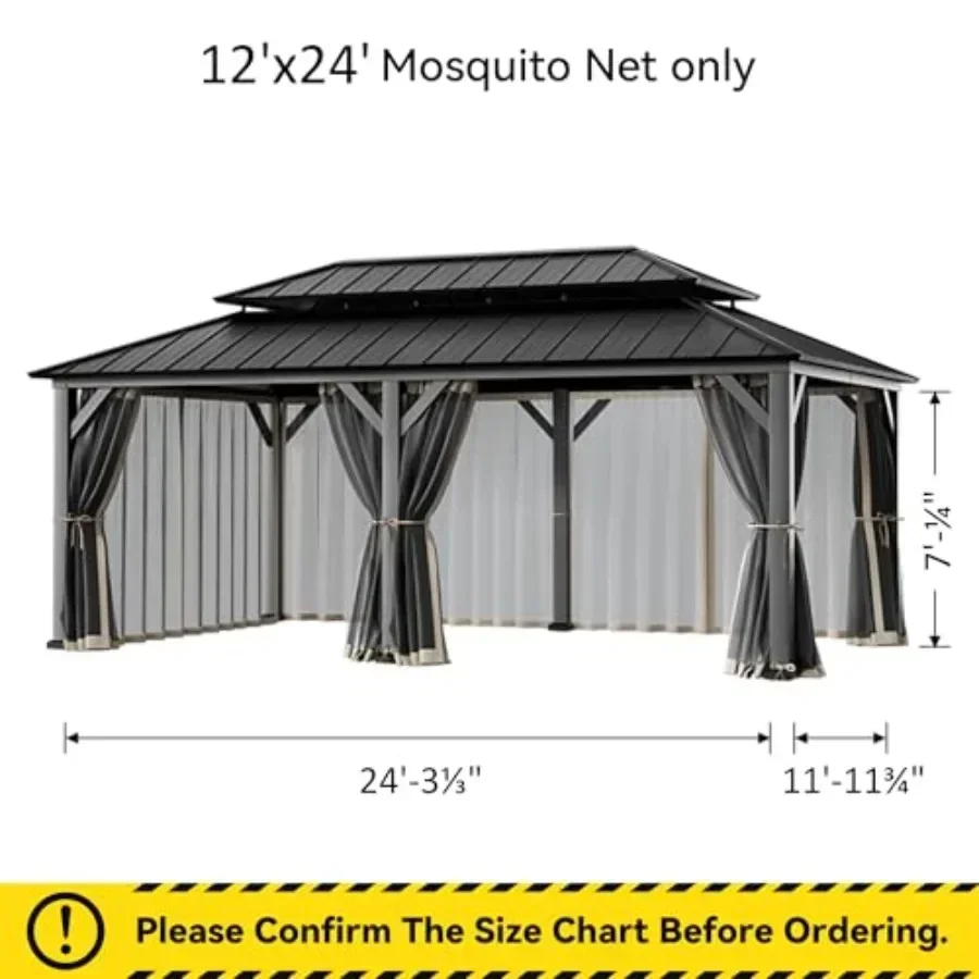 Gazebo Mosquito Netting Replacement Unil 6-Panel Sidewalls Outdoor Gazebo Mosquito Nettings with Double Zipper Replacement for