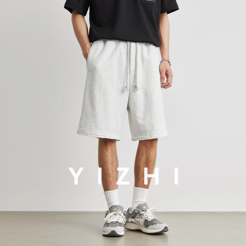 2025 Summer New Men's Knitted Shorts Solid Color Loose Sweatpants Cotton Five-point Outdoor Sports Fitness Casual Shorts