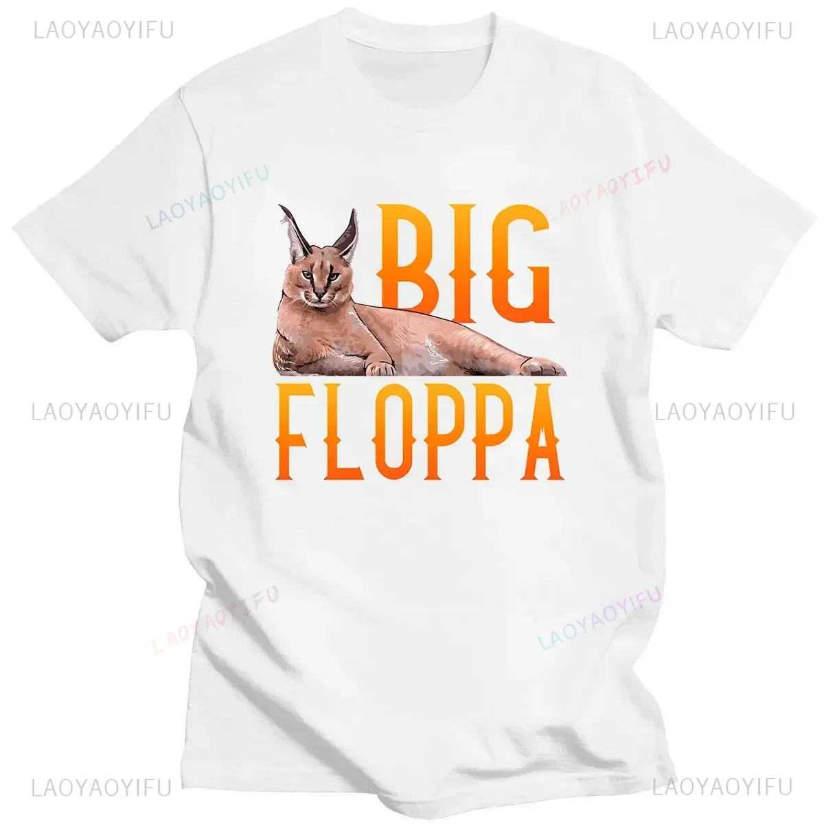 Couple Hip-pop T-Shirt Popular Couple Wear Big Floppa Meme Women Men Comfortable Breathable Tees Kawaii Caracal Cat Print