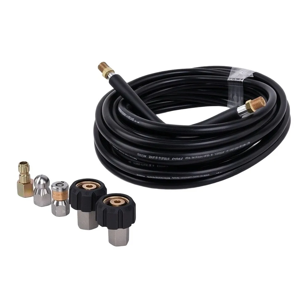 Drain Hose 15M for Sewer Flusher Systems Compatible with Standard Pressure Washer Outlets and Jetter Pump Assemblies