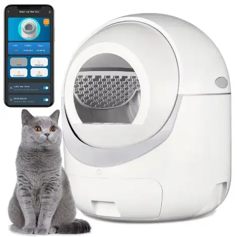 Large Automatic Self-Cleaning Cat Litter Box With APP Control Smart Health Monitor Made Of Durable Plastic Multi-Cat Household