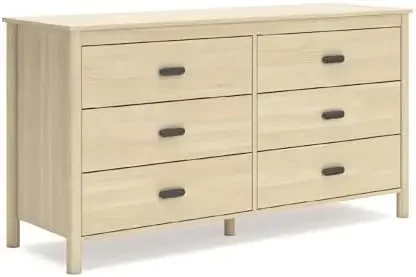 Cabinella 6 Drawer Dresser, Natural Replicated Ash Wood Finish, Engineered Wood Construction, Casual Storage for