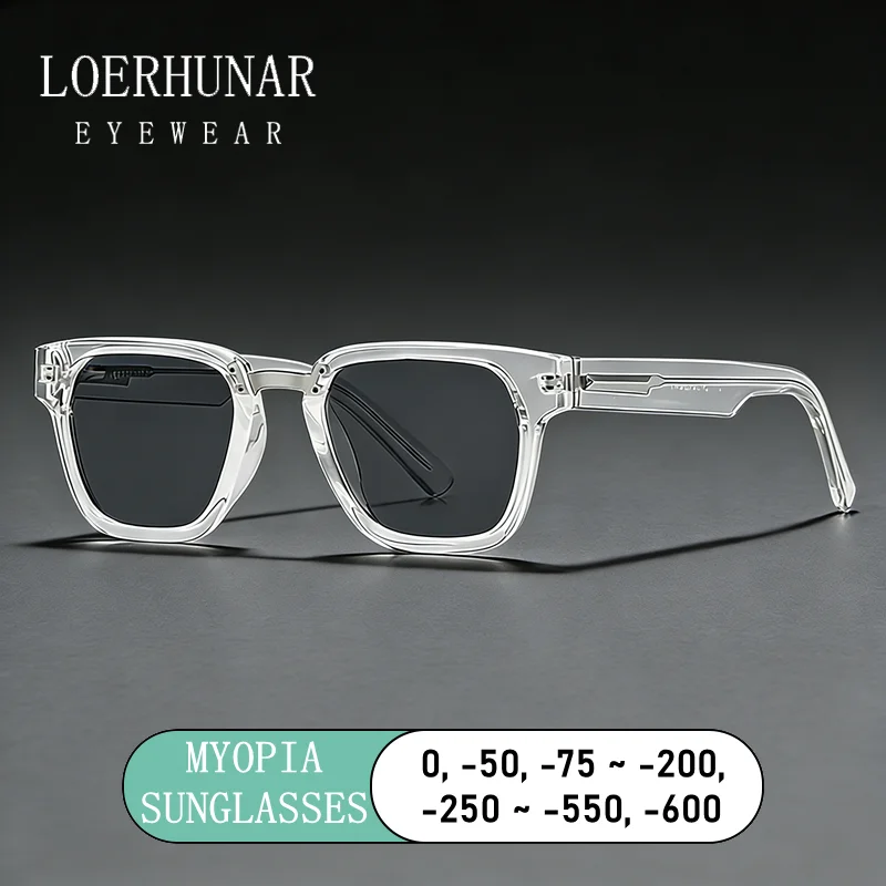 

LOERHUNAR 2026 New Optical Prescription Myopia Sunglasses for Men and Women Vintage Square Frame Outdoor Driving Shades Glasses