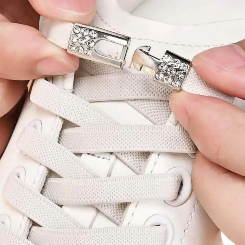 Keine Schnürung erforderlich, Diamantschnalle, elastische Schnürsenkel, Schuhbänder für Sneaker, Kinder und Erwachsene, geeignet für Sport-, Freizeitschuhe und Stiefel. – Detail 9