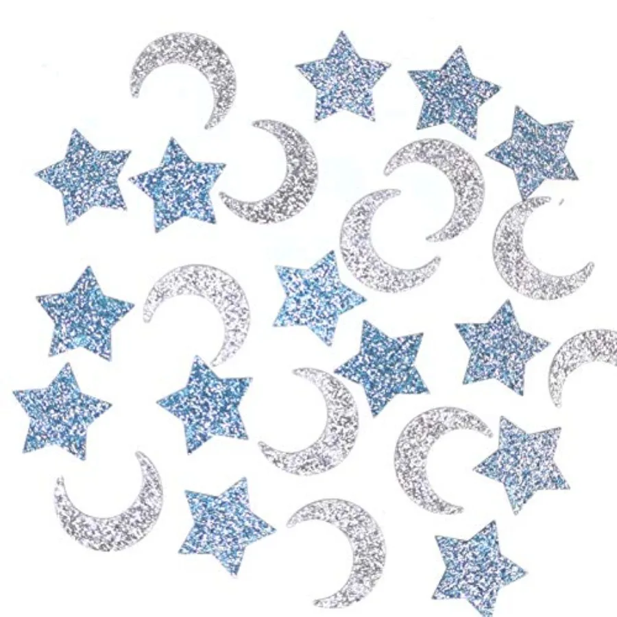 

Glittery Moon and Star Table Confetti for Baby Shower Birthday Party Twinkle Twinkle Little Star Decorations - Paper Scatter -