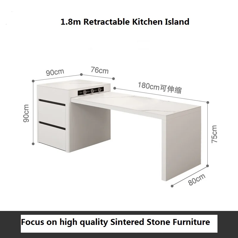 

Retractable Modern Home And Kitchen Island Table With Chair Artificial Marble Kitchen Sintered Stone Island open kitchen island