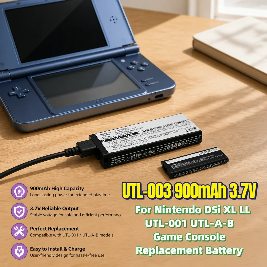 High-Quality New UTL-003 3.7V 900mAh Li-ion Battery Replacement For Nintendo DSi XL LL UTL-001 UTL-A-B Game Consol