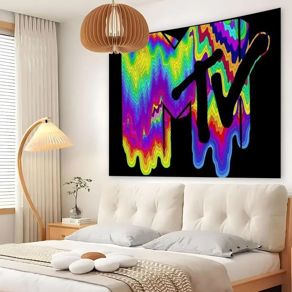 M-Mtvs Music Television Band Party Tapestry Custom Living Bedroom Party Dormitory Interior Wall Decoration Attached Clip