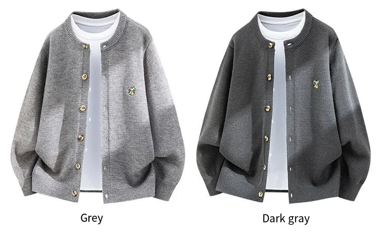 Trendiger Herrenpullover im koreanischen Stil, neues Modell mit langen Ärmeln, einreihiger Knopfleiste, bestickte Strickware, hält warm, bequem, Herrenbekleidung. – Detail 6