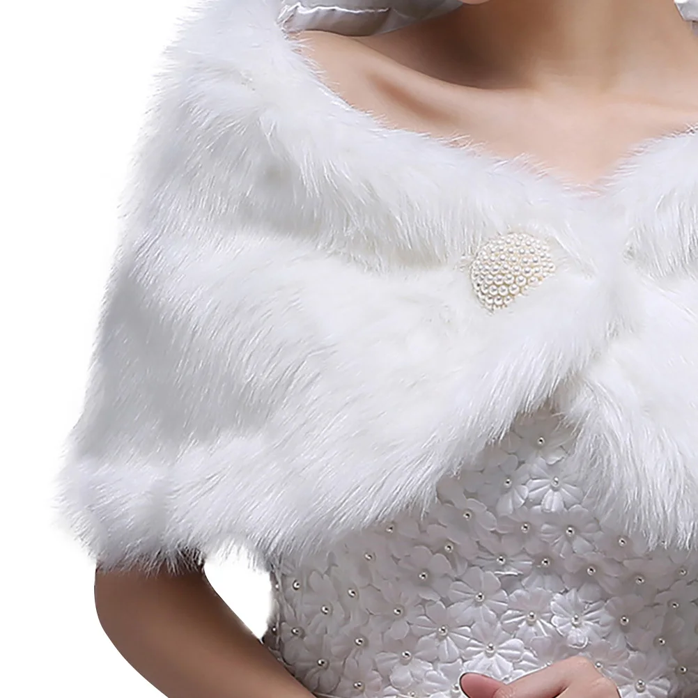 شال الزفاف الدافئ الأبيض تقليد أرنب الشعر كيب الشتاء فستان الزفاف الدافئة اللفاع العروس الشتاء شال الموضة الساحرة