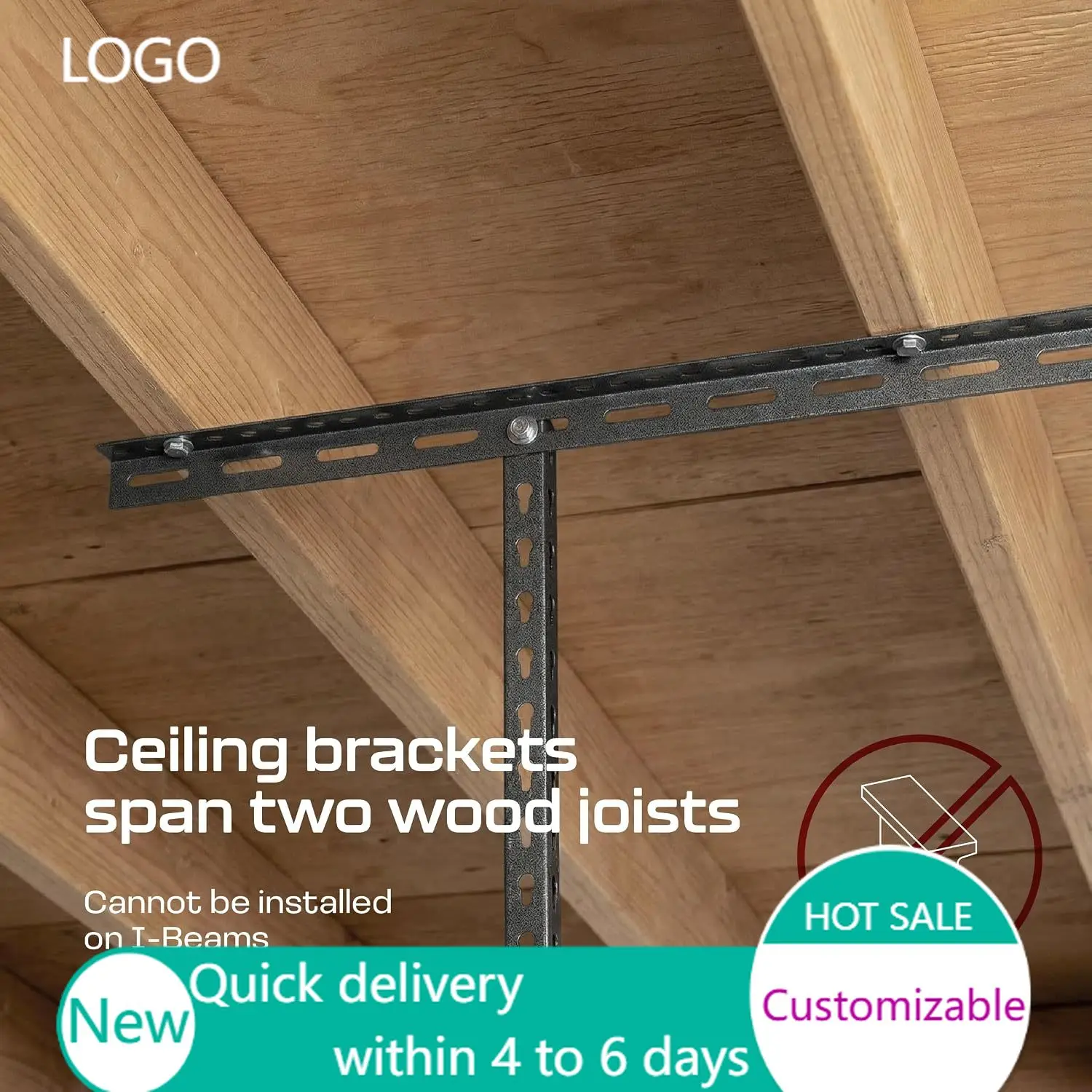 2-Pack 4x6 Overhead Garage Storage Rack, Gray, 18
