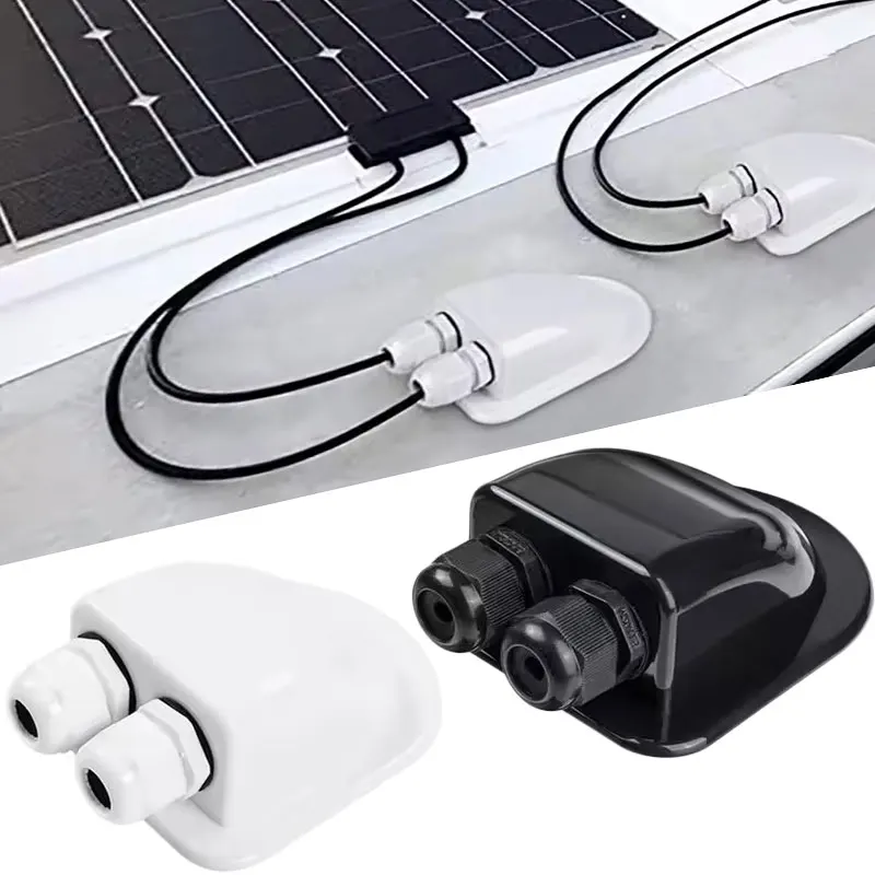 

Solar Double Hole Cable Entry Junction Box PV Plastic Bracket Double Hole PV RV Cabin Roof Waterproof Junction Box Accessory