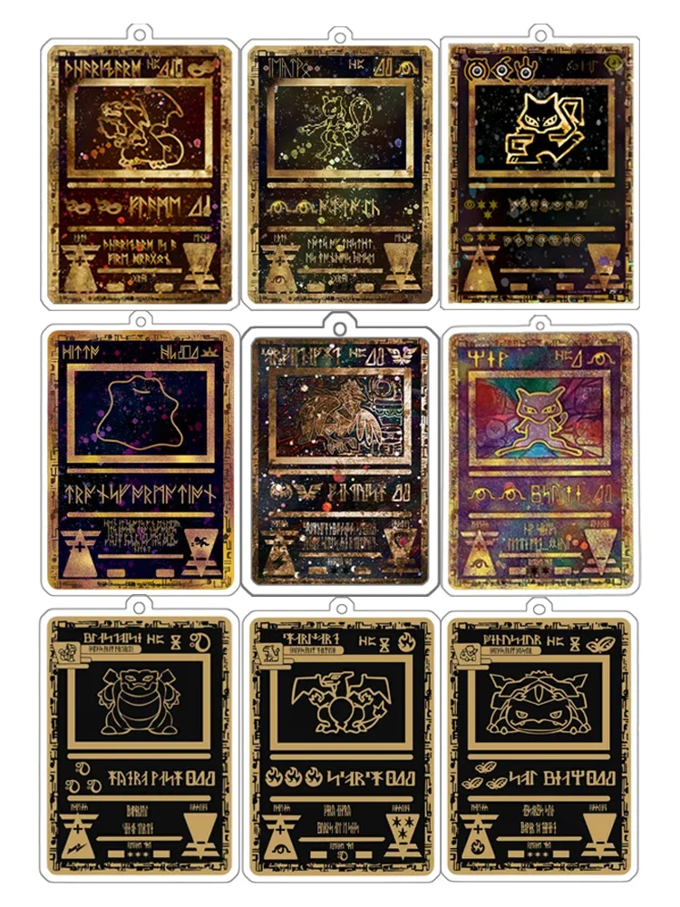 Porte-clés Double face Pokemon Mew Mewtwo Charizard Ditto Blastoise, petites cartes en acrylique, personnages d'anime, pendentif, accessoires de jeu, jouets