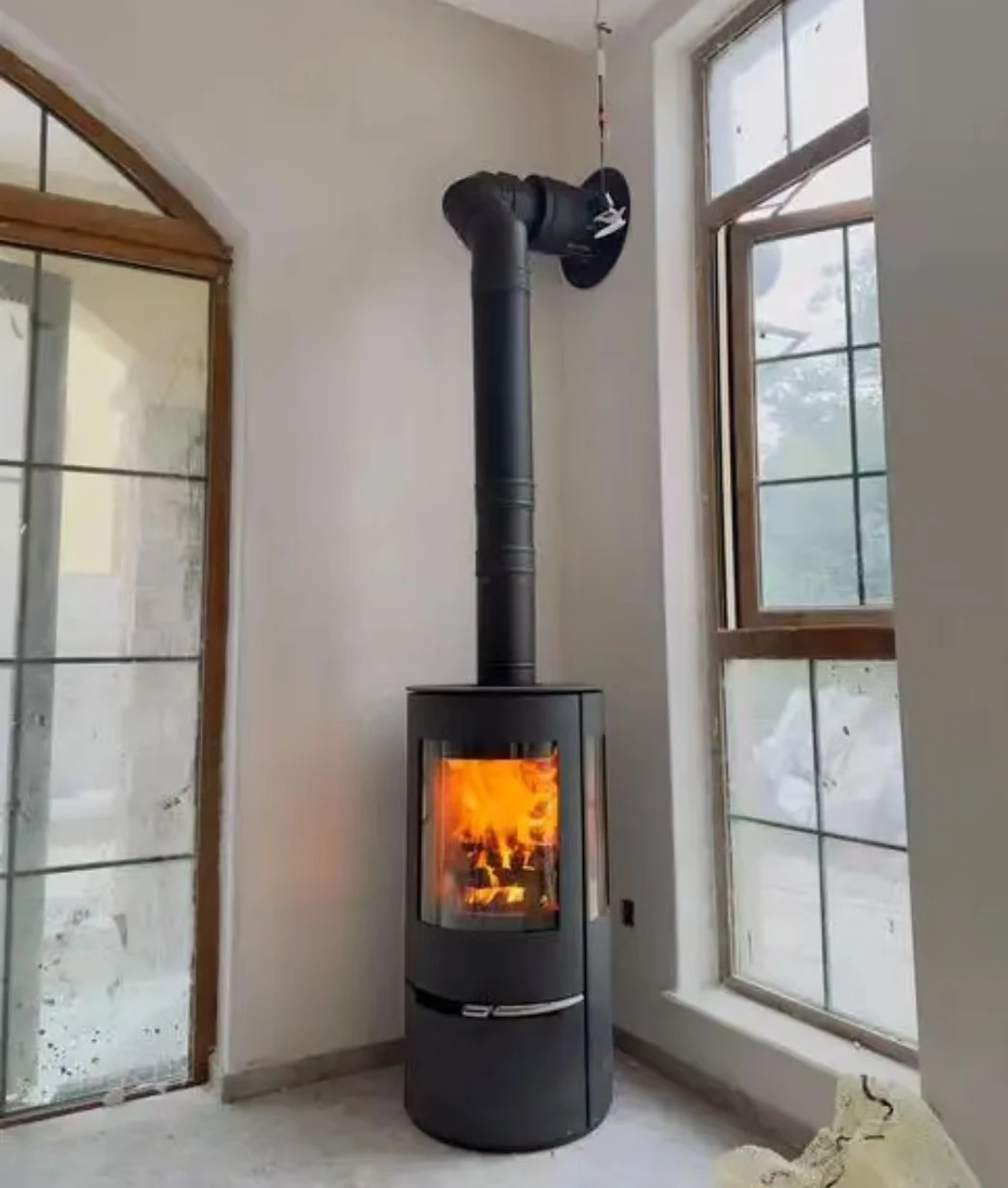 Modern Steel Wood Burning Fireplace Stove with Large Glass Viewing Window for Villa & Vacation Cabin Customization