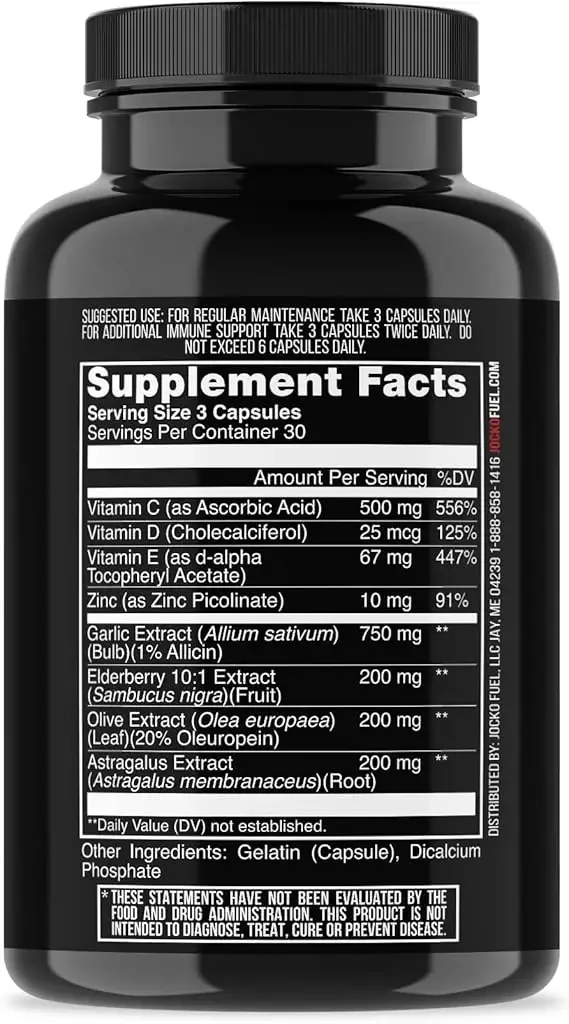 Immune supplements - Elderberry contains zinc and vitamin C for adults - contains vitamin C, D3, superfoods, herbs, and minerals