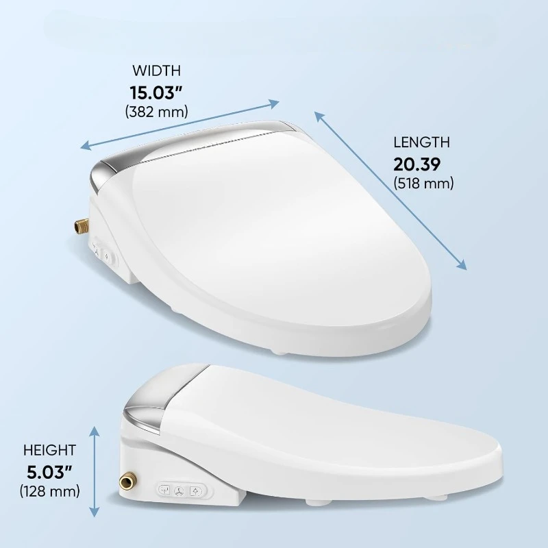 Smart Bidet Toilet Seat with Wireless Remote and Side Panel, Multiple Spray Modes, Adjustable Heated Seat