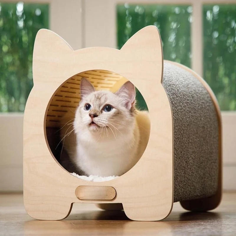 Cat Scratcher Bed House Cat Climbing Frame Tree Little Box Cat Teaser Ball Toys For Kittens Pet Lounger Furniture Products S