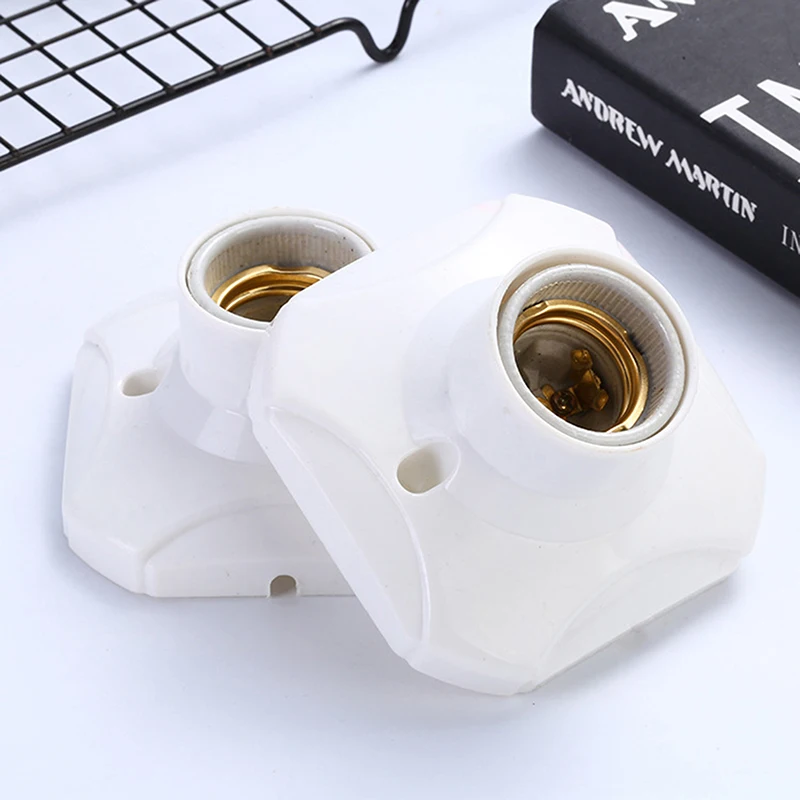 1PC Plastic Flat Head Socket Home Furnishing Round Pendant Socket E27 Screw Socket With Porcelain Waterproof Lampholder