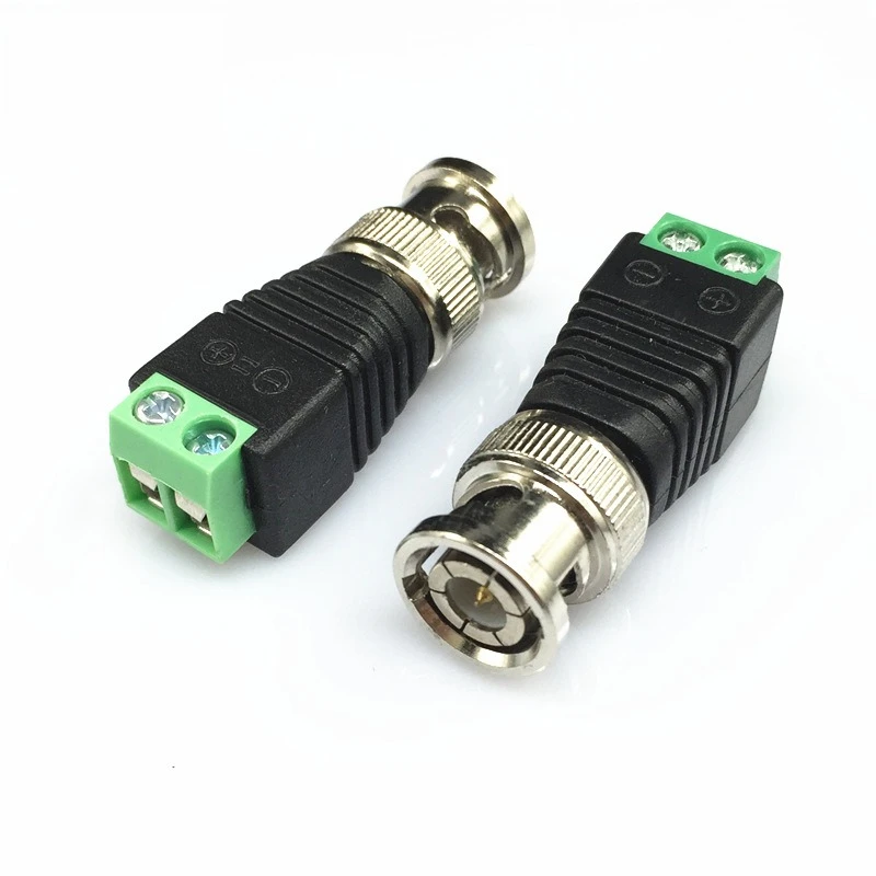 10 Pack Solder‑Free BNC Male to 2‑Pin Twisted Pair Terminal Adapter, Q9 Male to Positive Negative 126 Terminal Connector