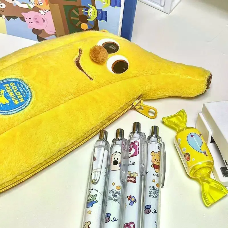 1PC Cute Cartoon Banana Pencil Case, Plush Storage Bag, Makeup Bag, Creative And Humorous Gift, Stationery Bag For School