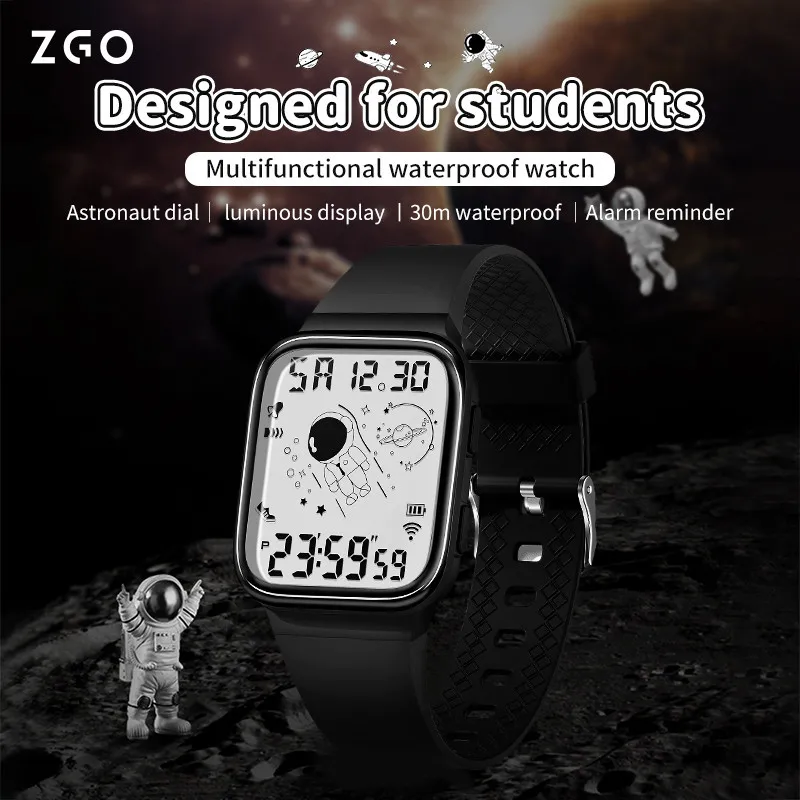 Reloj ZGO para niños y niñas, reloj despertador luminoso resistente al agua, reloj de pulsera deportivo para estudiantes, relojes digitales electrónicos, caja de regalo 8616