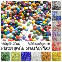 100g/3.52oz(Approx. 300pcs) 0.58cm Square Glaze Jade Mosaic Tiles DIY Craft Tile Mosaic Makeing Materials Multi Colors Optional