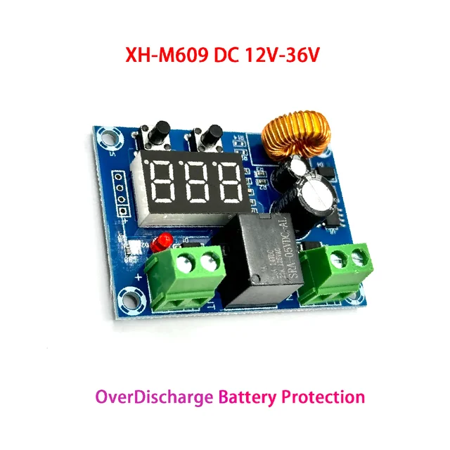 Wyłącznik niskonapięciowy XH-M609, odłącznik 12V 24V 36V, cyfrowy wyświetlacz LED, ochrona przed przeładowaniem i nadmiernym rozładowaniem dla akumulatorów litowych 12-36V