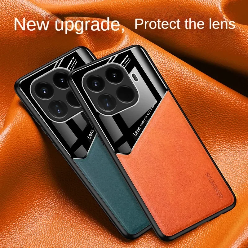 Leather Texture Phone Case For Xiaomi 17T Pro 5G Cover With Magnetic Suction Holder Coque Fundas Capa