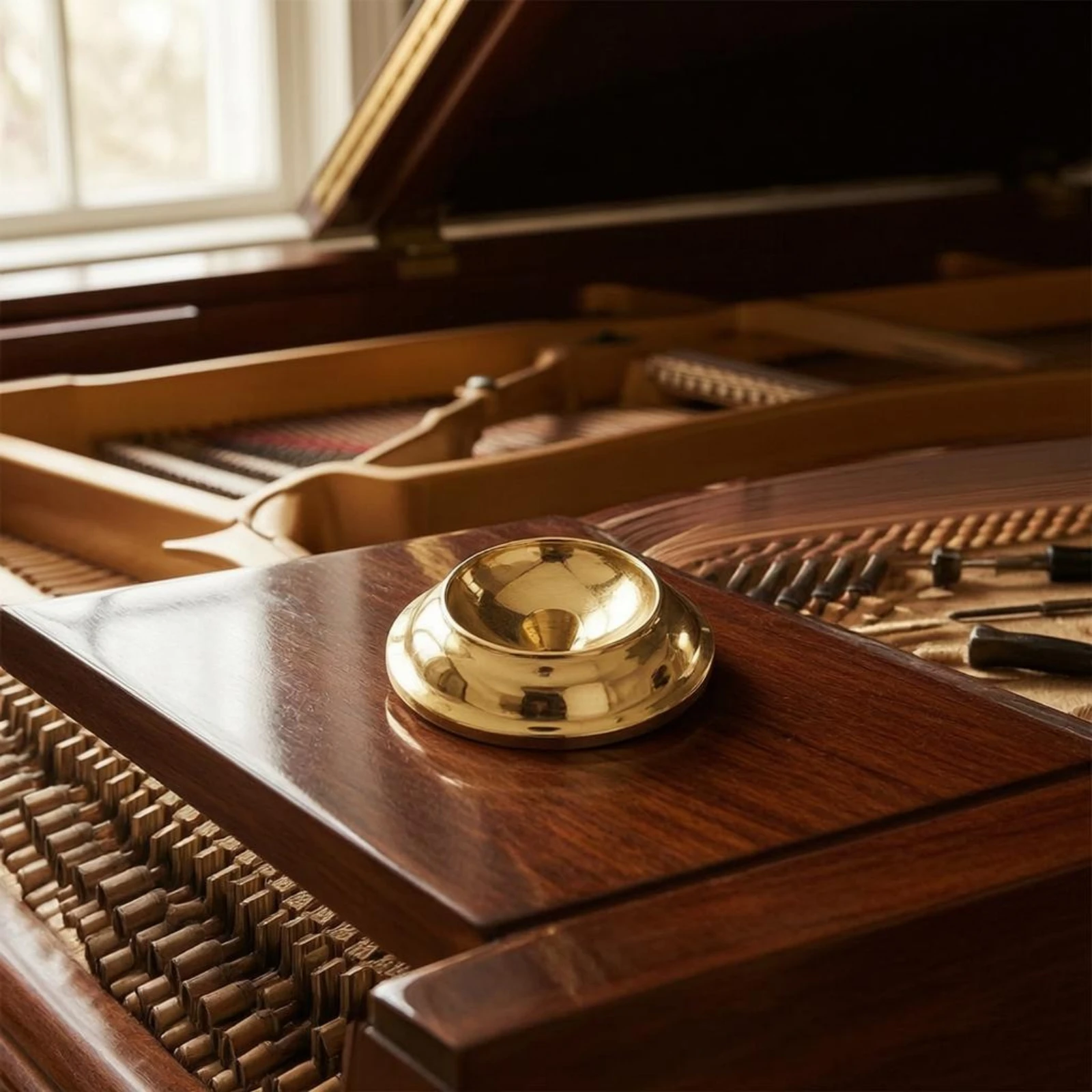 Grand Piano Rod Support Cup-Shaped Piano Rod Support Fitting Instrument Hardware Gold-Colored Polished Finish