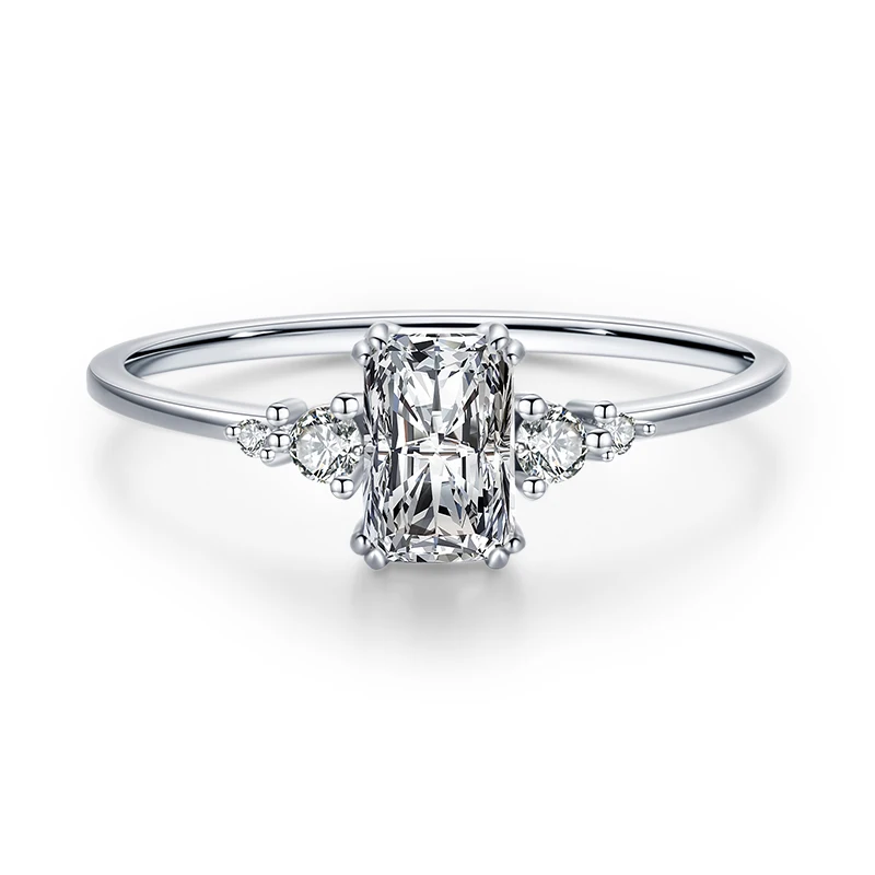 QIBAOKU Rectangle Dazzling Ring Solid 925 Sterling Silver Clear Cubic Zirconia Finger Rings For Women Wedding Fine Jewelry 2026