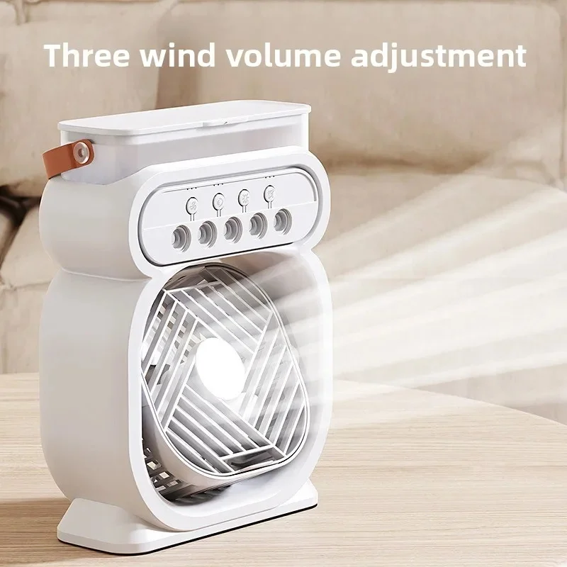 Ventilador de pulverización USB 2025, humidificador de luz nocturna de escritorio, reposición de agua para oficina al aire libre y ventilador de pulverización en un ventilador durante todo el año