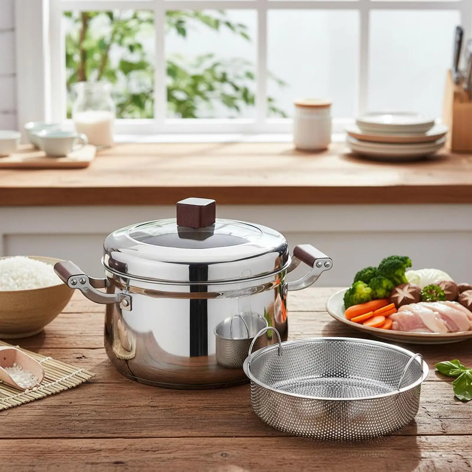 Stainless Steel Steamer Pot Cookware Families Reunion Home Portable Heavy Duty Silver Multipurpose Professional Steaming Pot