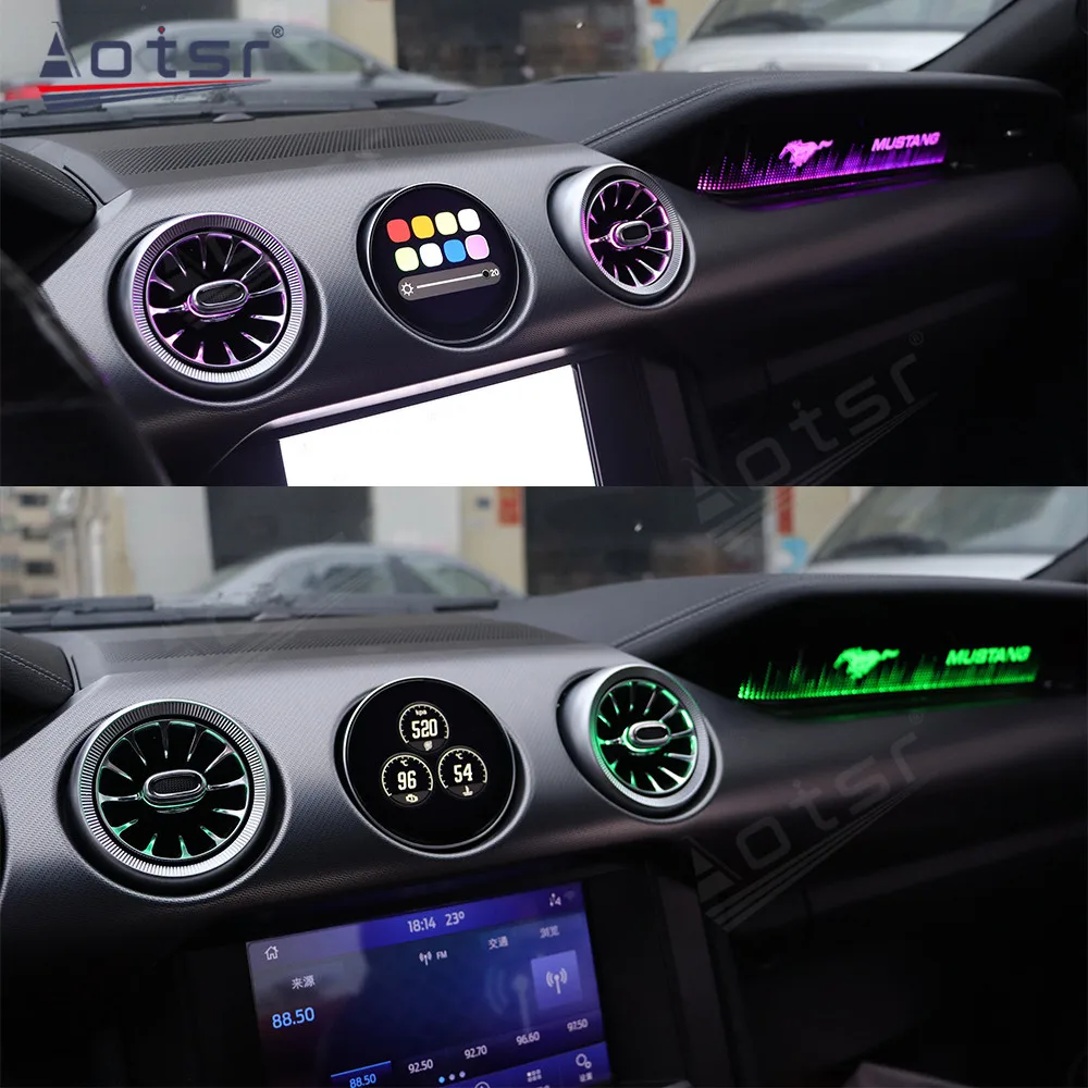 For Ford Mustang 2015 - 2019 LCD Instrument Panel Co Driver\'S Ambient Light Turbo Air Vent Light Multifunctional Digital Player