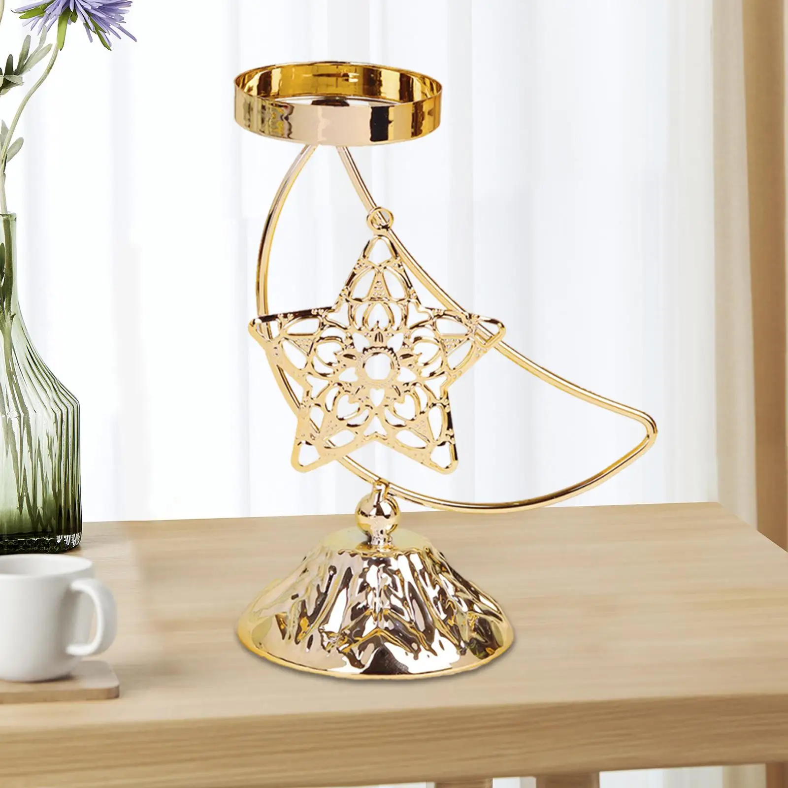 

Металлический подсвечник с луной и звездой, золотые подсвечники для чайных свечей, декоративная центральная часть стола для фестиваля, домашнего декора