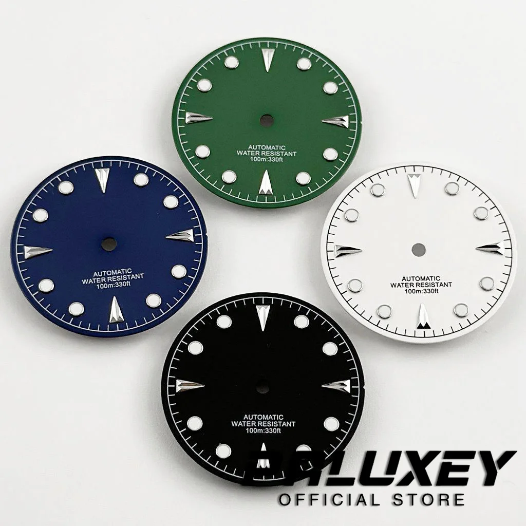 29 มม.สีเขียวส่องสว่างนาฬิกาสําหรับ NH35 NH36 ETA2824 2836 Miyota 8215 การเคลื่อนไหวสีดําสีขาวสีเขียวสีฟ้านาฬิกาใบหน้า