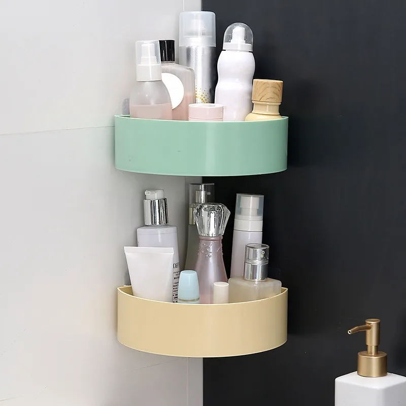 Bathroom Shelf Storage Basket Organizer Toilet Adhesive Shampoo Gel Decoration Bathroom Corner Shower Shelf Rack Accessories