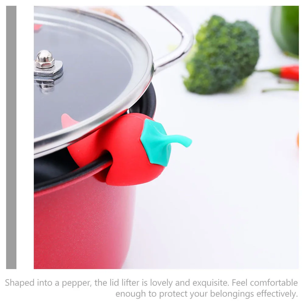 

6Pcs Small Pepper Shaped Pot Boil Over Preventer Lid Lifter Heat Resistant Plastic Kitchen Gadget for Home Cooking Spill Stopper