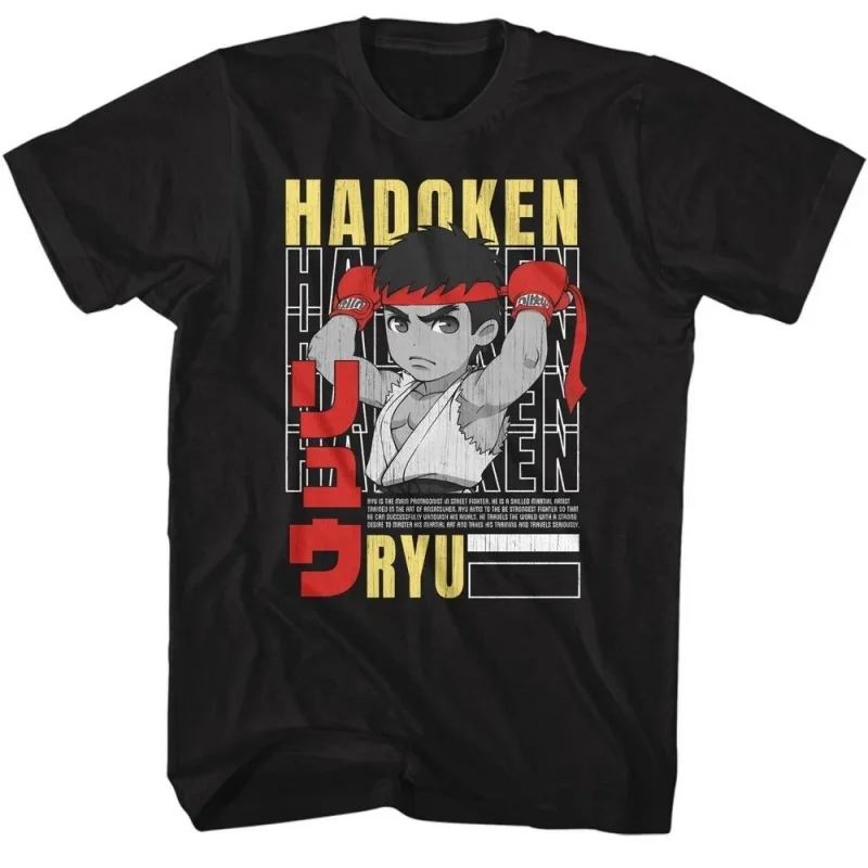 

Hadoken Repeat Street Fighter Retro Combat Gift t shirt Arcade game Graphic Tee 100% cotton print Y2K Clothes Large size Tops