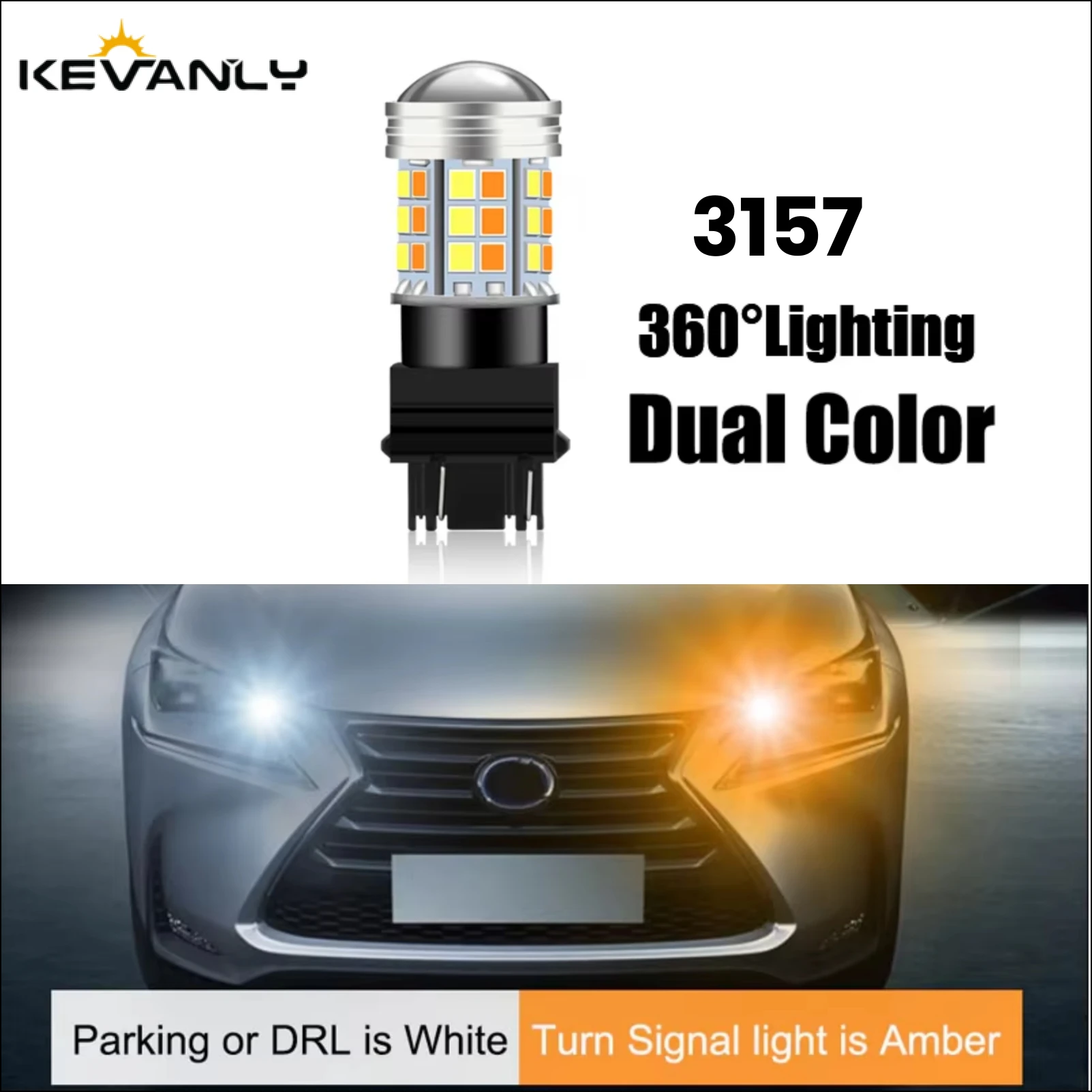 1 st Dual Kleur Parkeerlicht Led T25 3157 P27/7 W 45Smd Auto DRL Richtingaanwijzer Lamp Auto Gloeilamp 12 V AUTO Accessoires