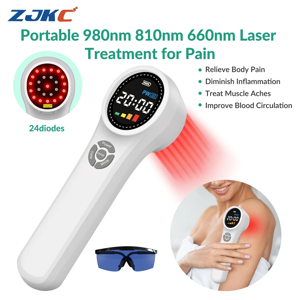 

ZJKC LLLT Physical Therapy Cold Laser Device 660nm 810nm 980nm Laser Treatment for Muscle Aches Wound Injuries Inflammation