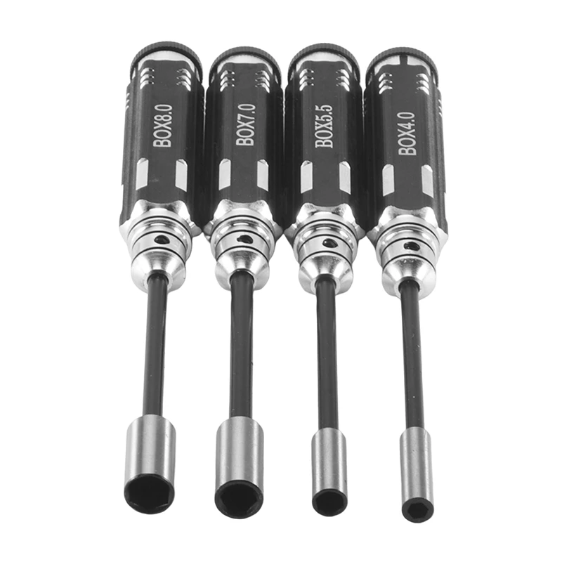 

RC Model Tool 4PCS Hex Screw Drivers Hex Nut Socket Wrench Sleeve Wheel Spanner 4.0/5.5/7.0/8.0Mm For Daily Making Manual And RC